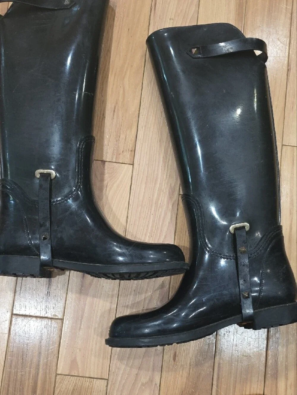 Valentino Black With Gold Stub Rain Boot